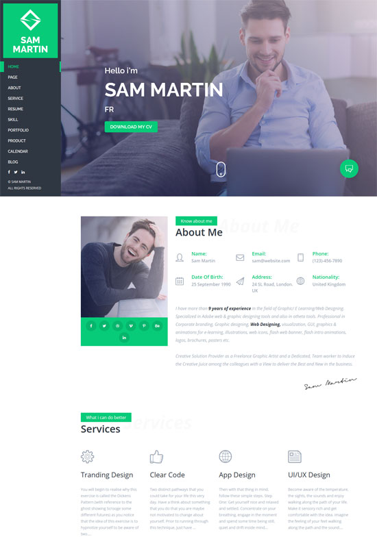 sam-martin-personal-vcard-resume-wordpress-theme